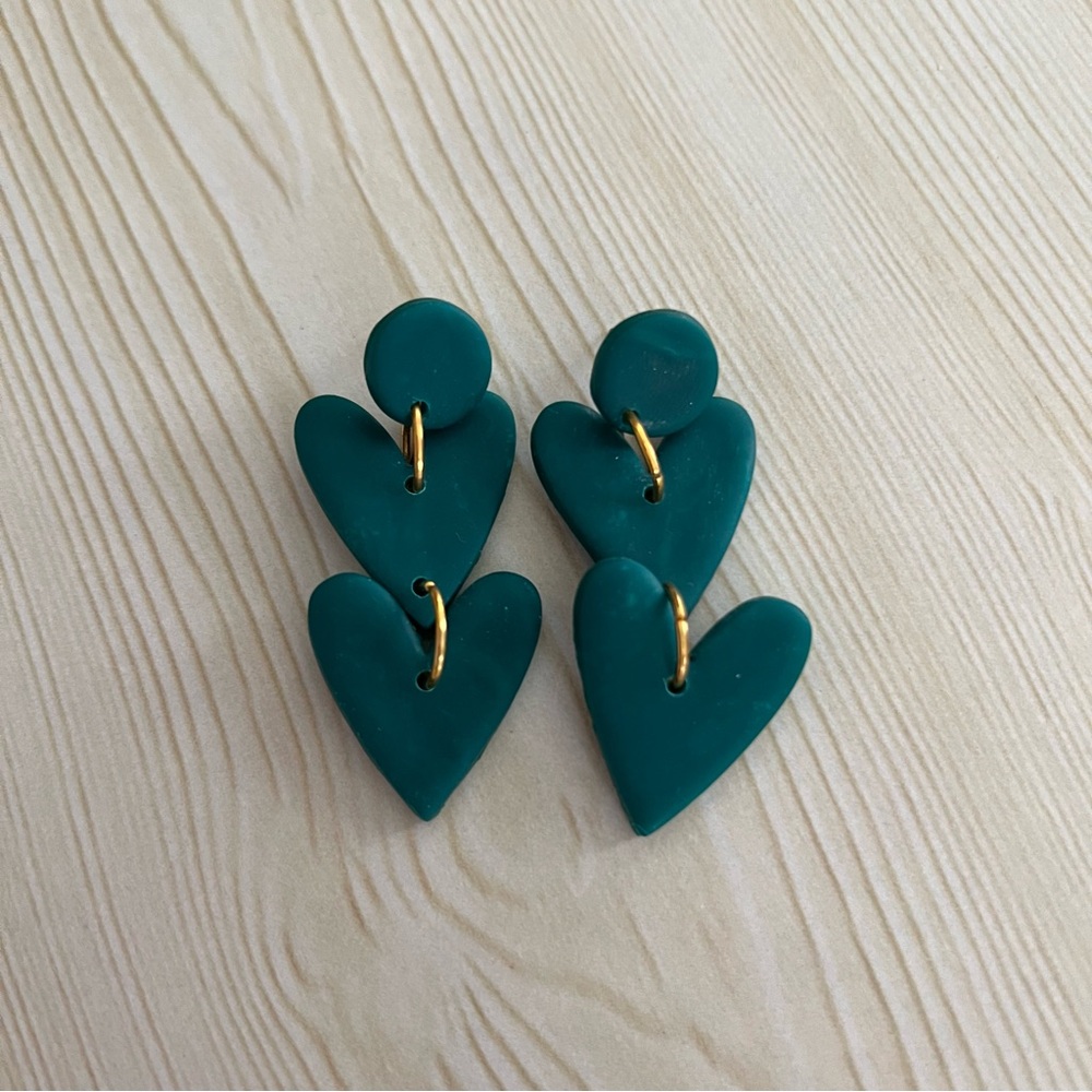 Pennyclays Green Christmas Tree Clay Statement Earrings